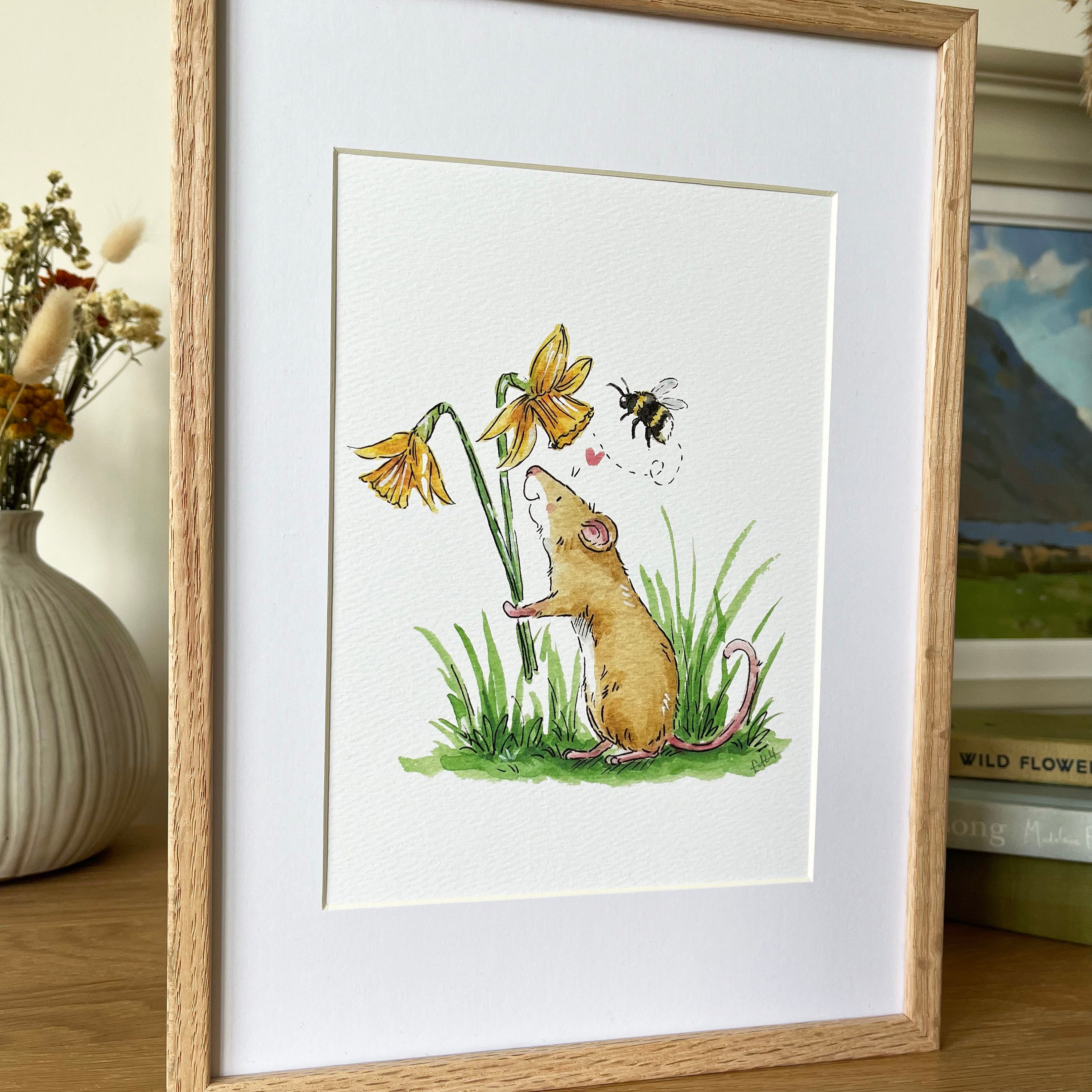 A5 Mouse & Daffodil Art Print
