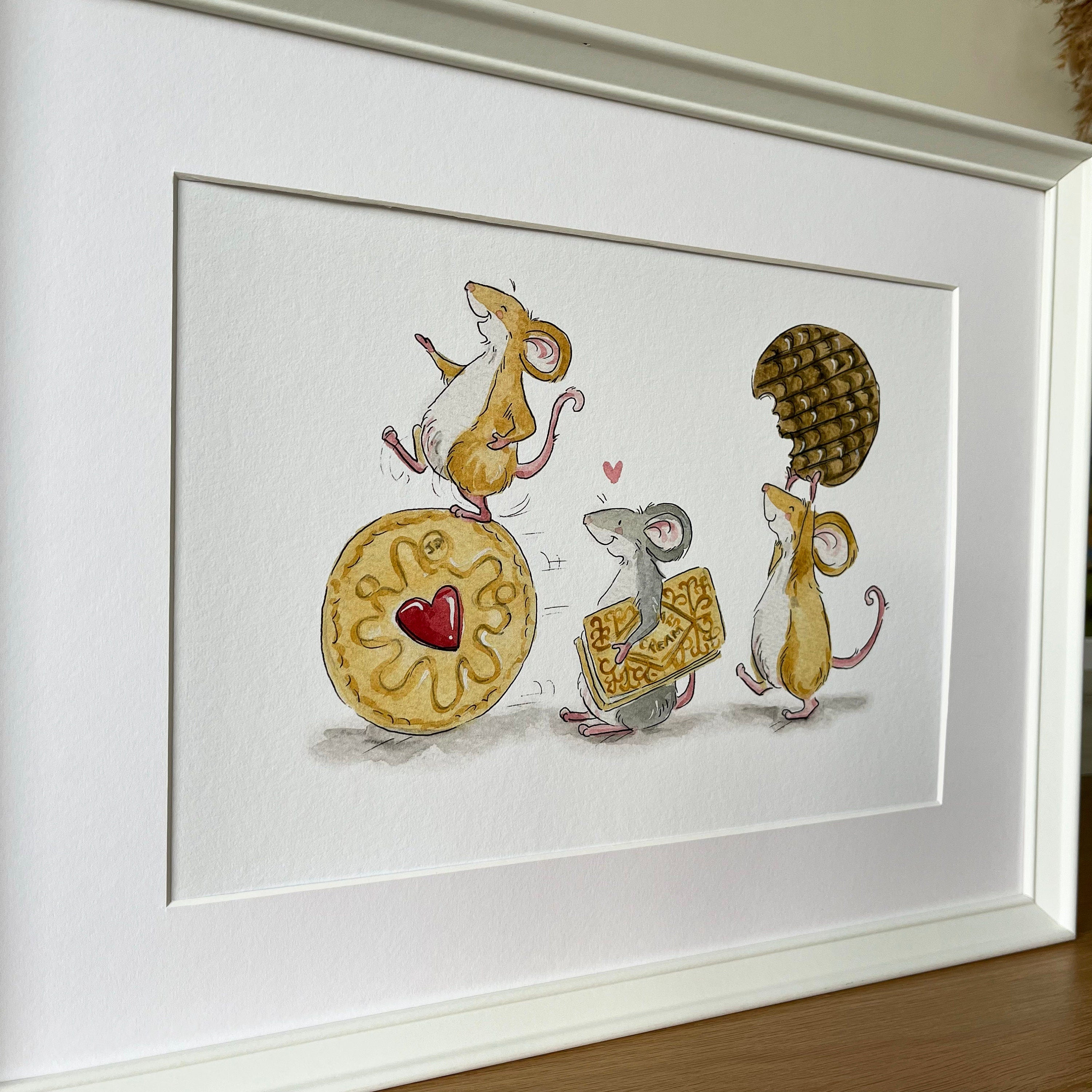 Biscuit Mice A4 Art print