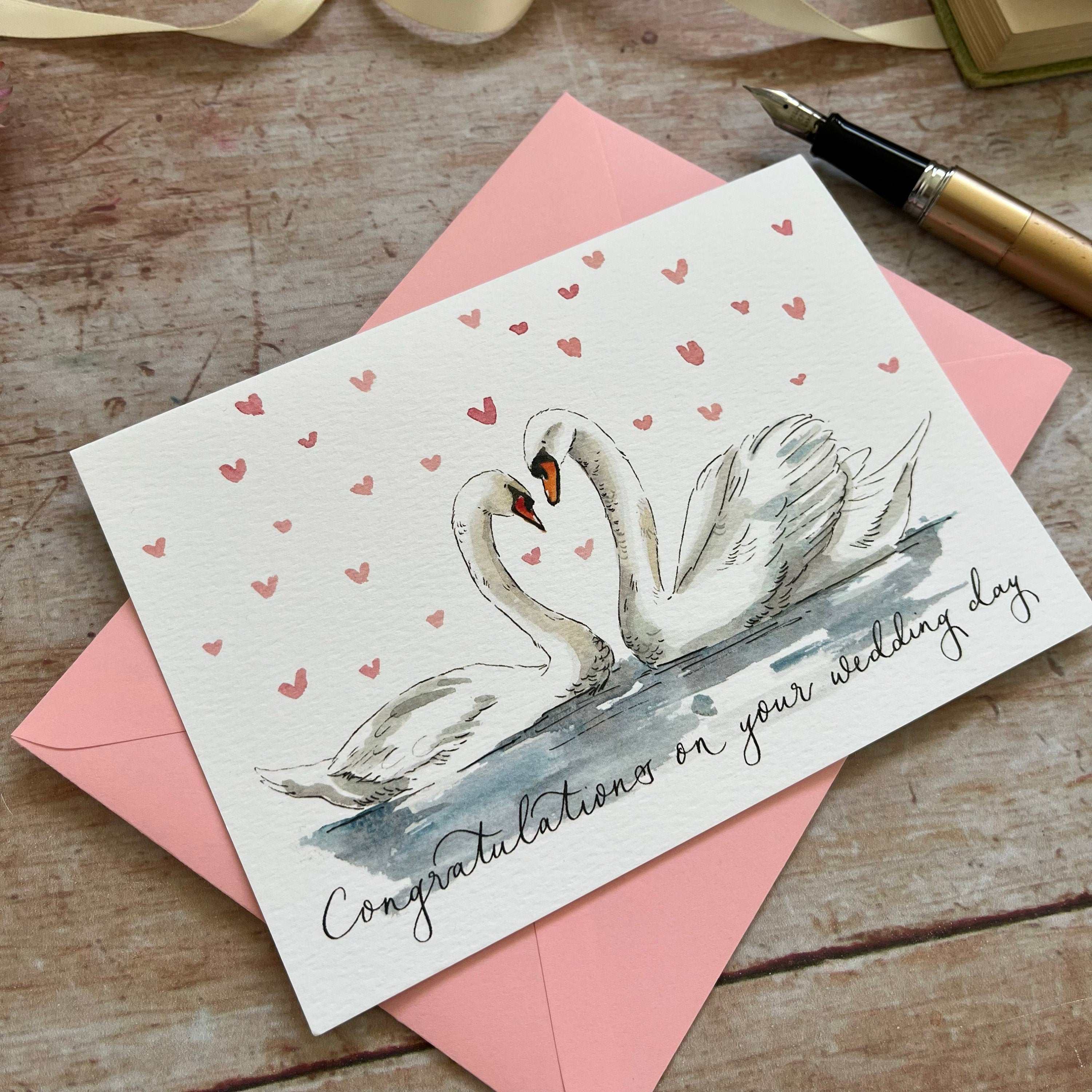 Congratulations on your Wedding Day Swan Card