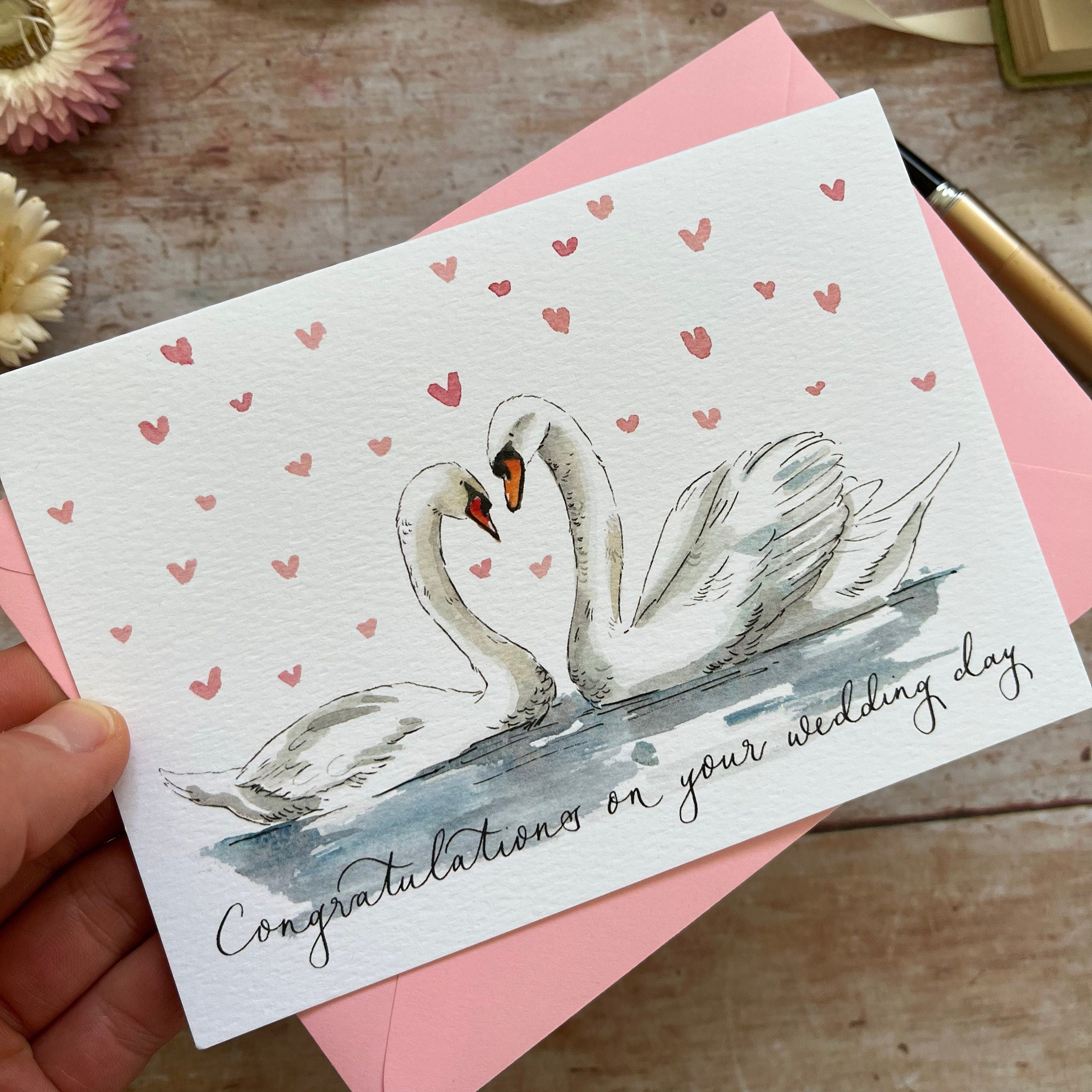 Congratulations on your Wedding Day Swan Card
