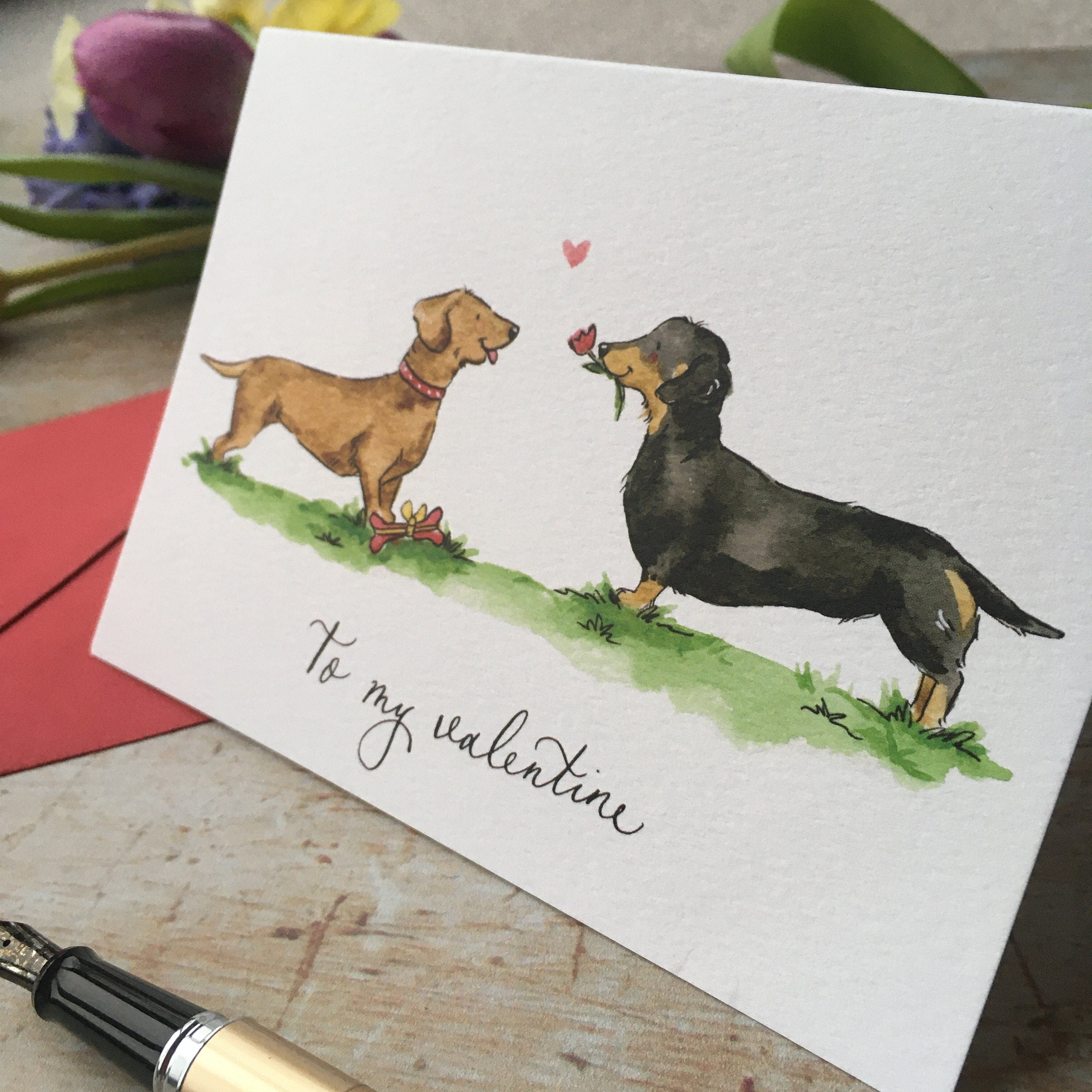 Dachshund Valentines Day Card