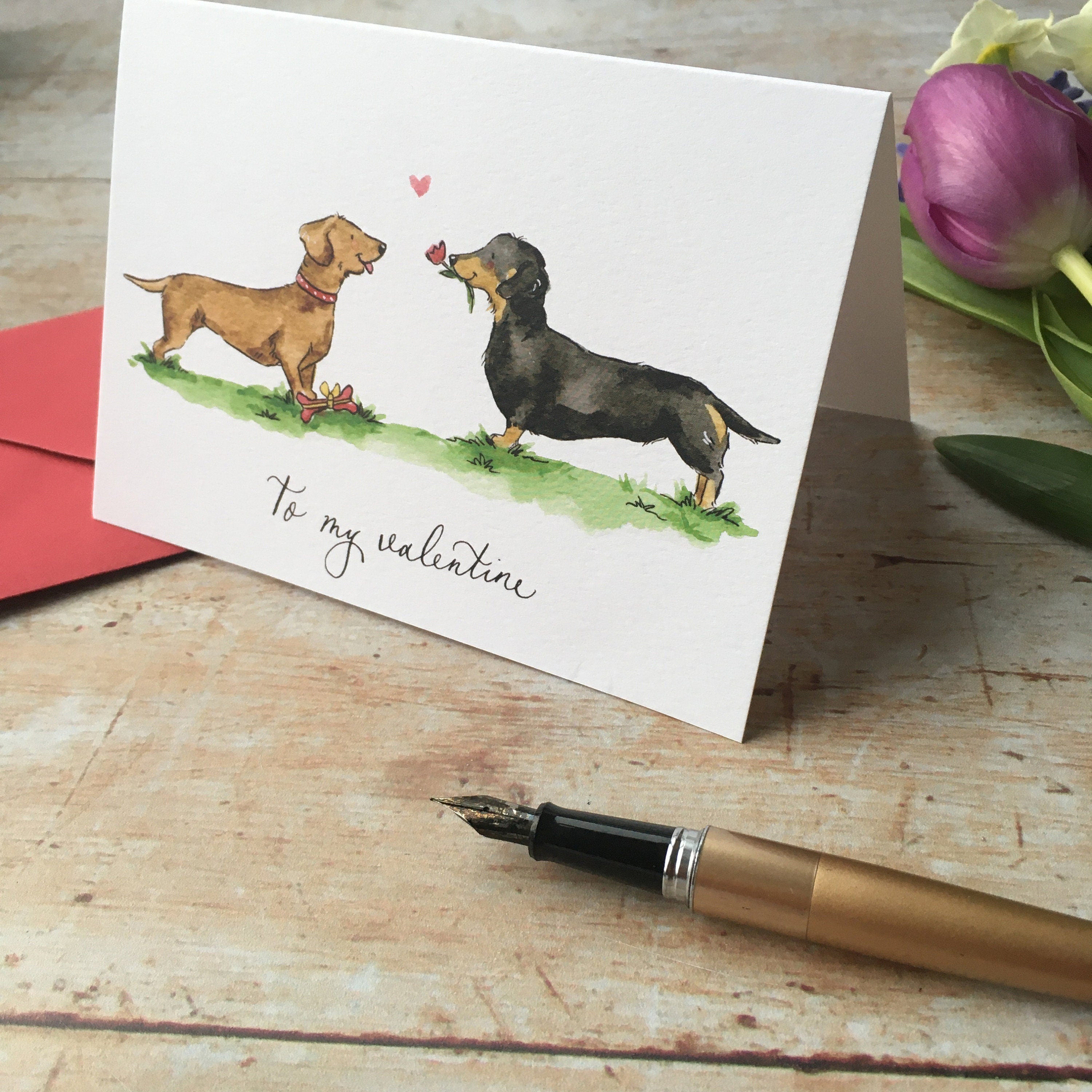 Dachshund Valentines Day Card