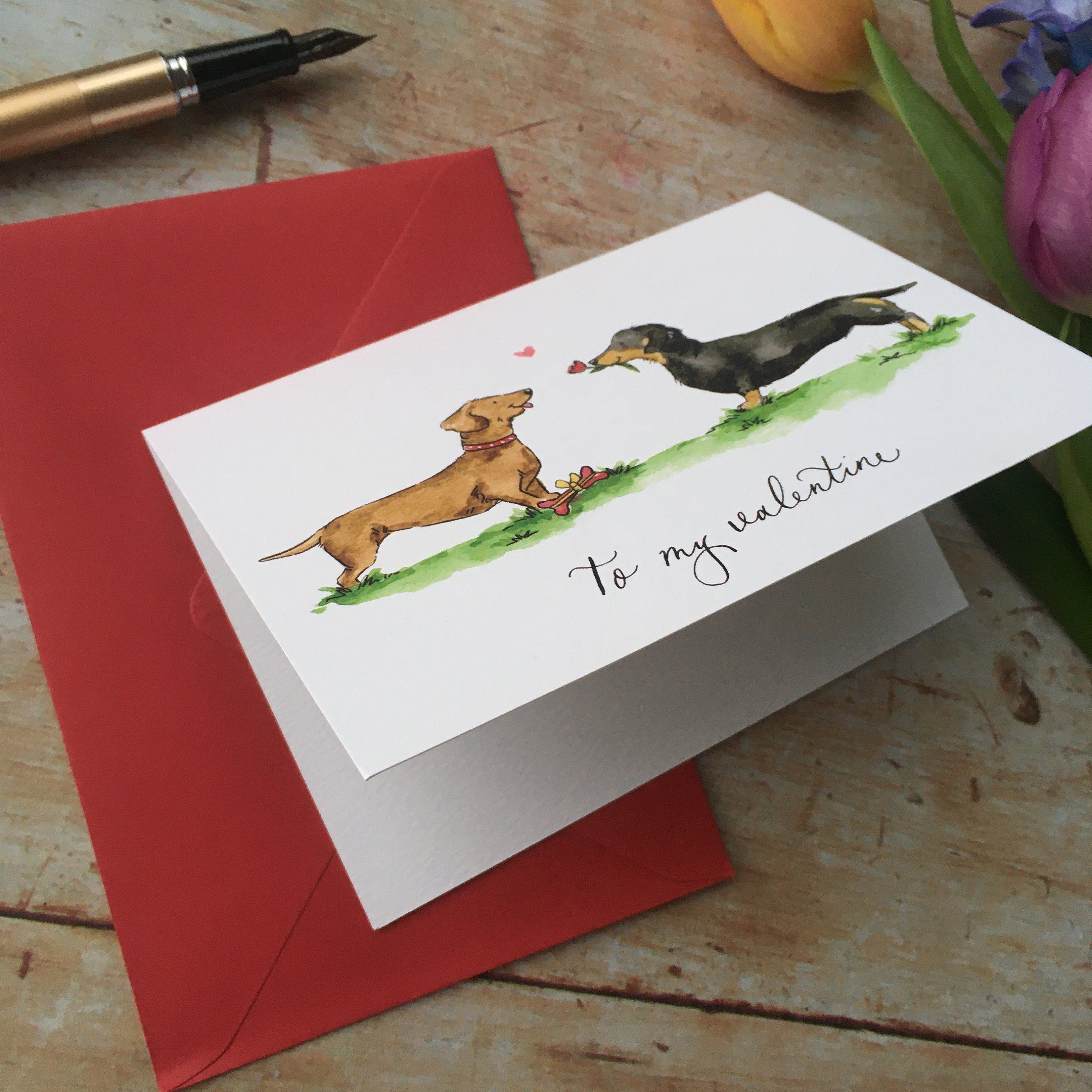 Dachshund Valentines Day Card
