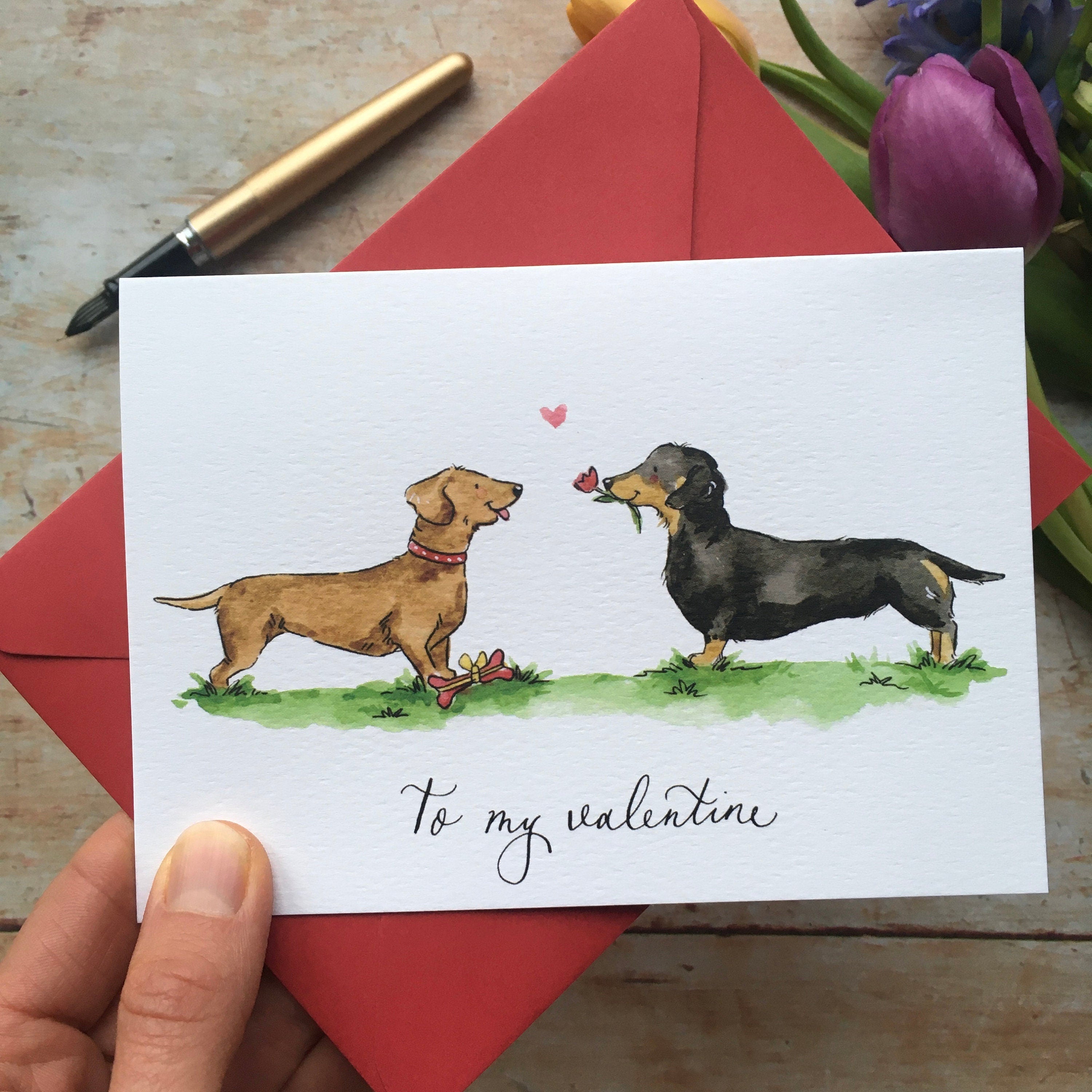 Dachshund Valentines Day Card