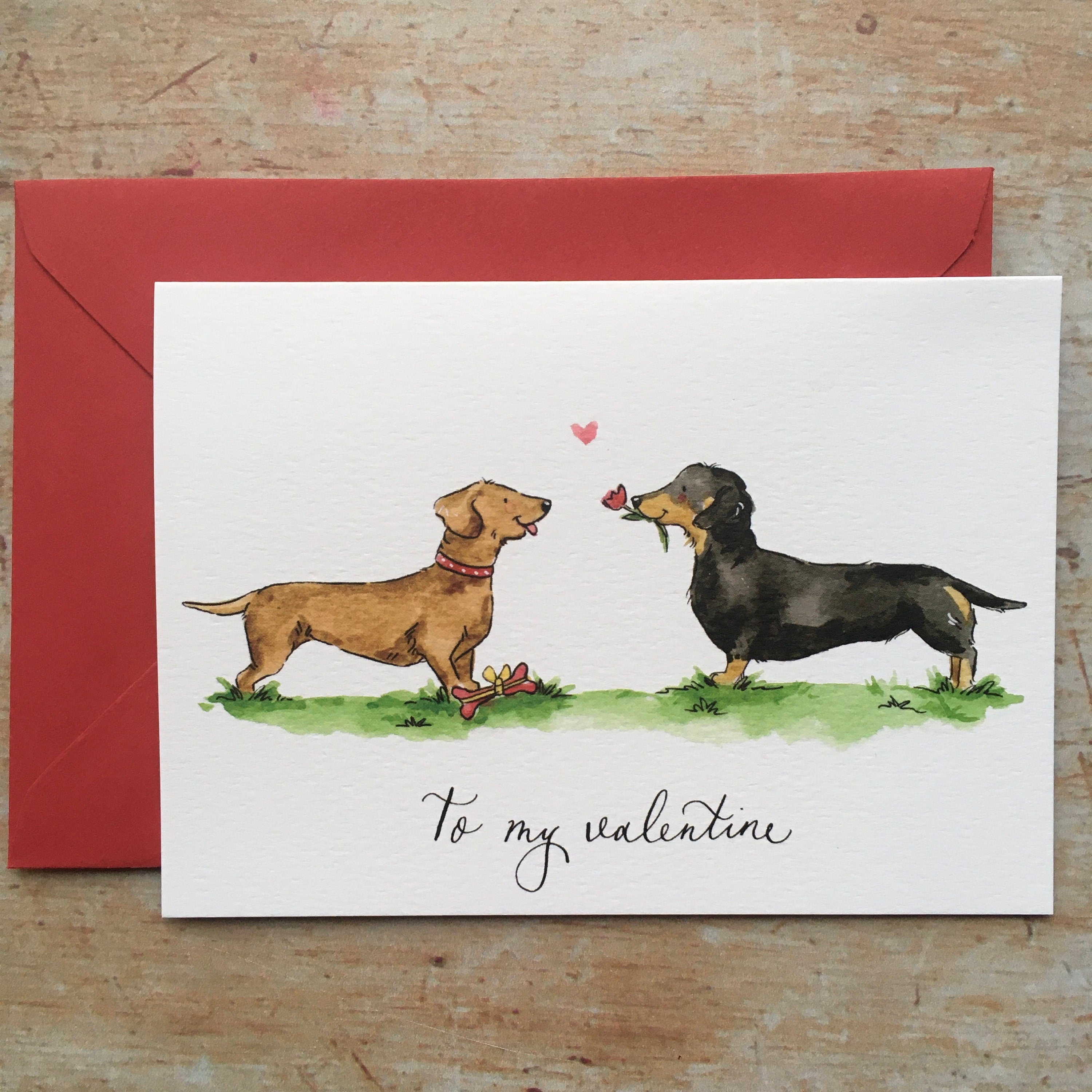 Dachshund Valentines Day Card