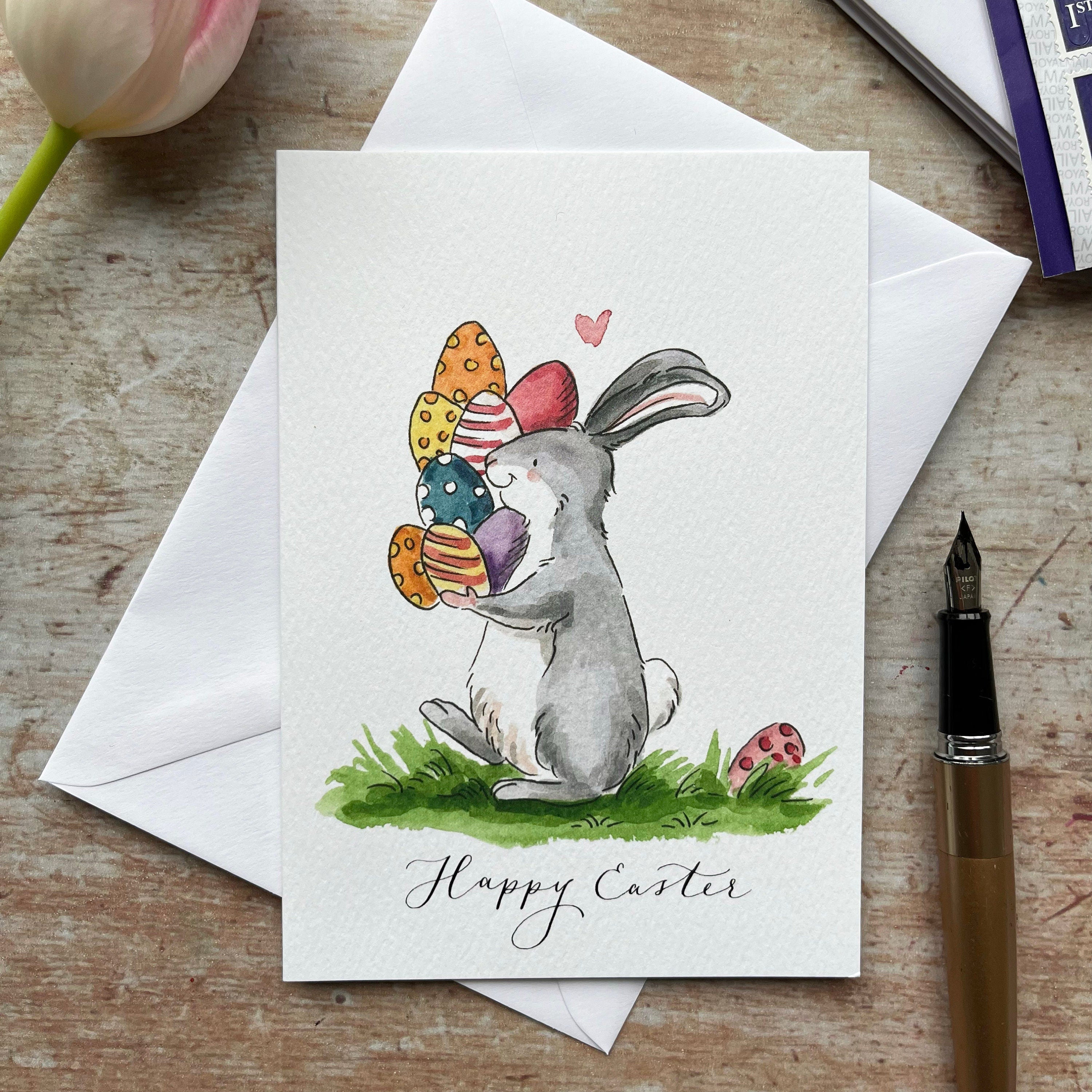 Happy Easter bunny & eggs card