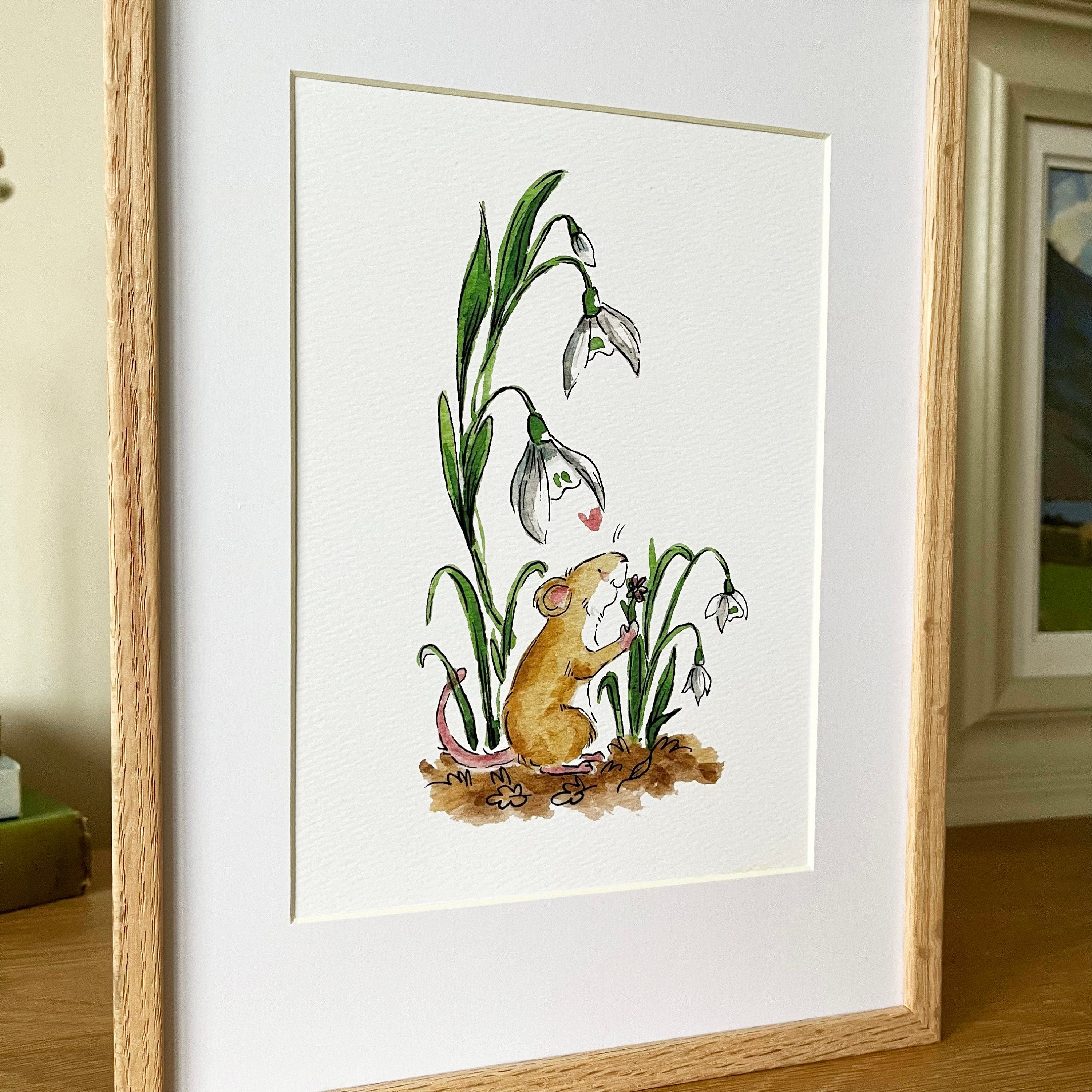 Mouse & Snowdrop Art Print