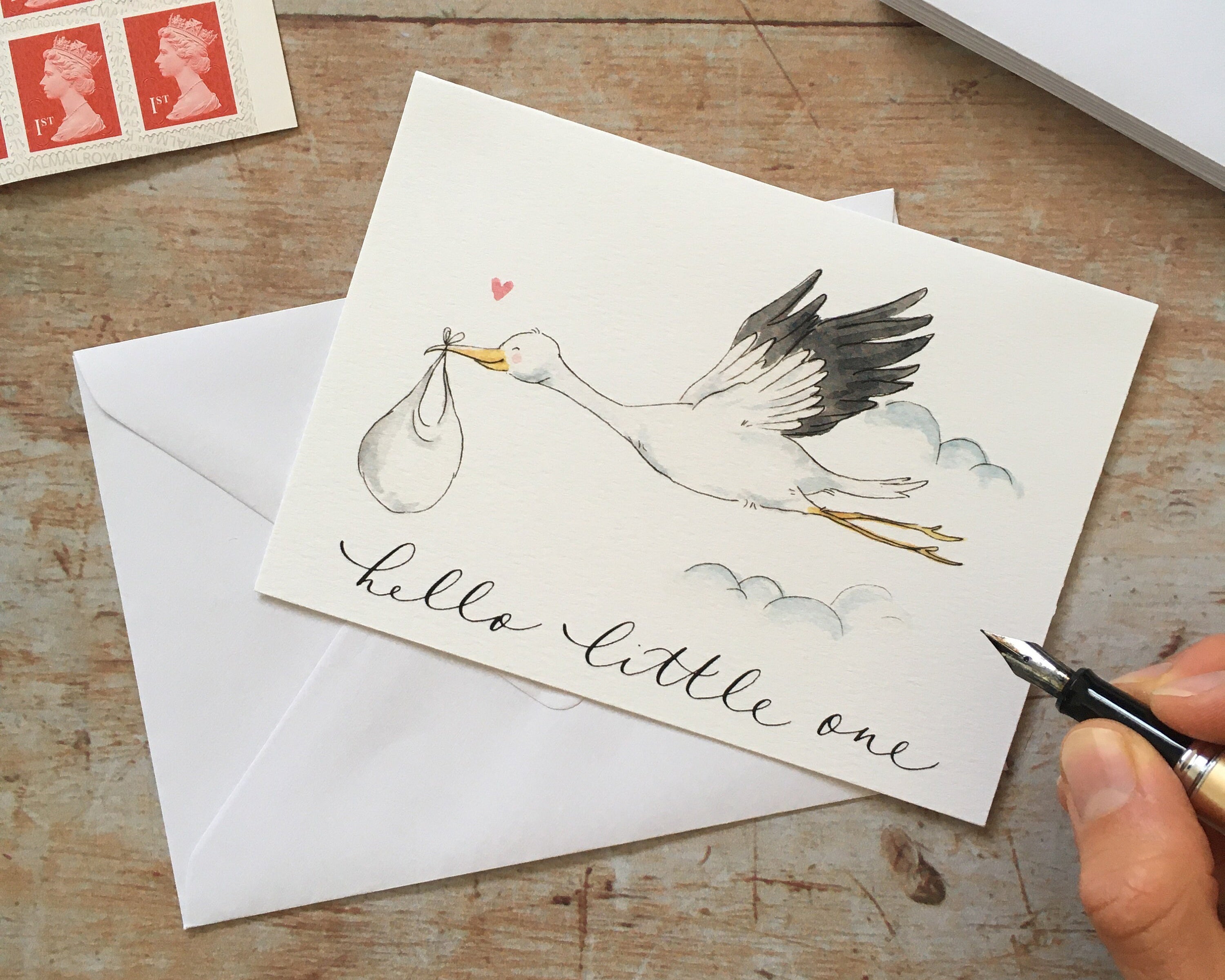 hello little one new baby card