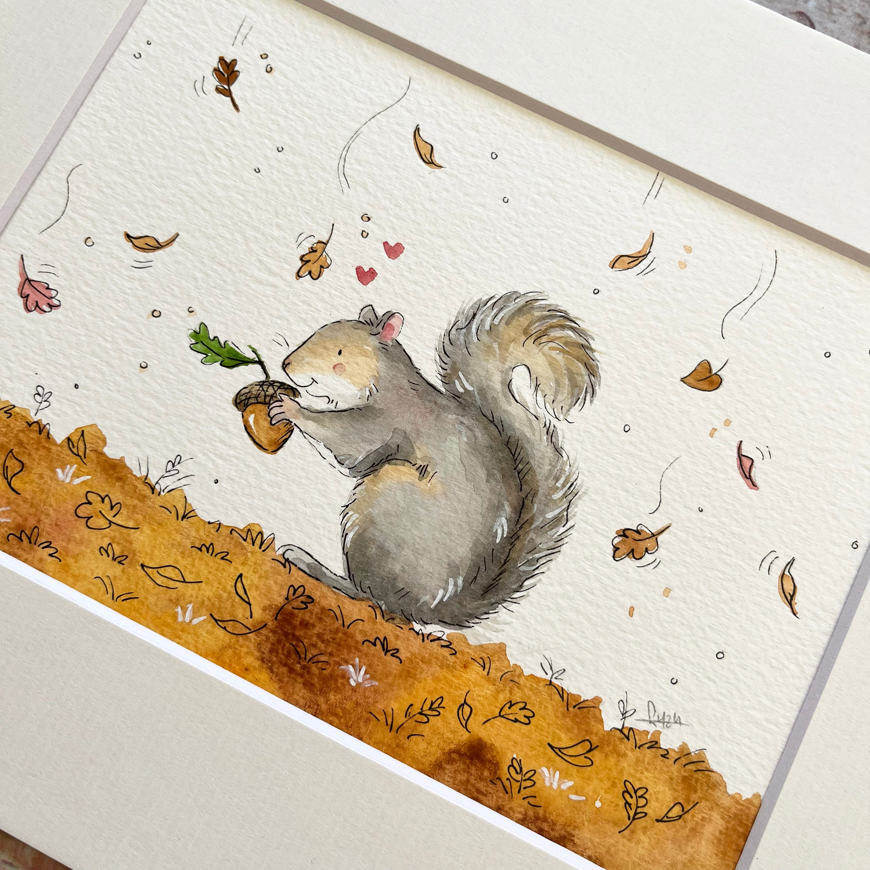 Sydney' the autumn Squirrel Original Artwork – Ellie Hooi Illustration
