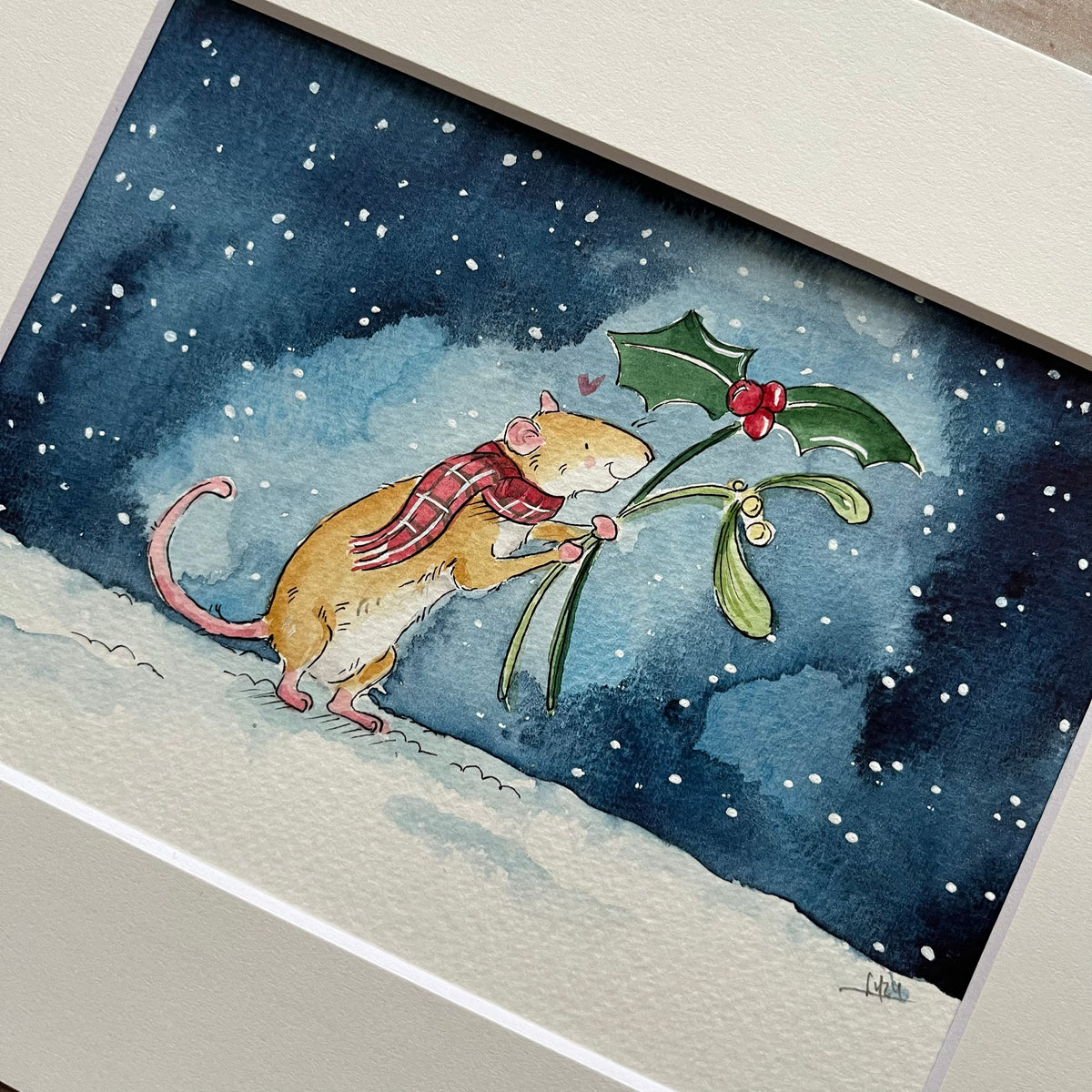 'Maxwell' the winter mouse Original Artwork – Ellie Hooi Illustration