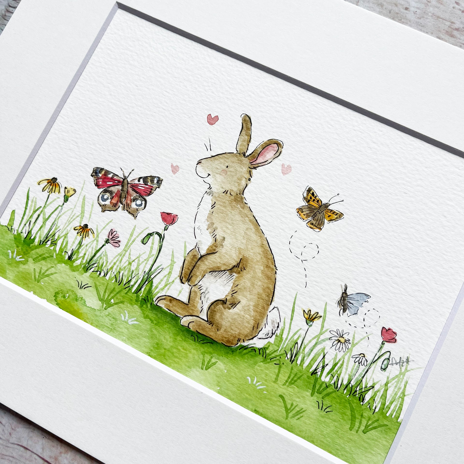 'Beth the bunny' Original Artwork - summer bunny