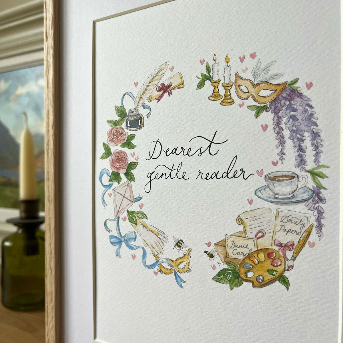 Dearest Gentle Reader wreath Art Print – Ellie Hooi Illustration