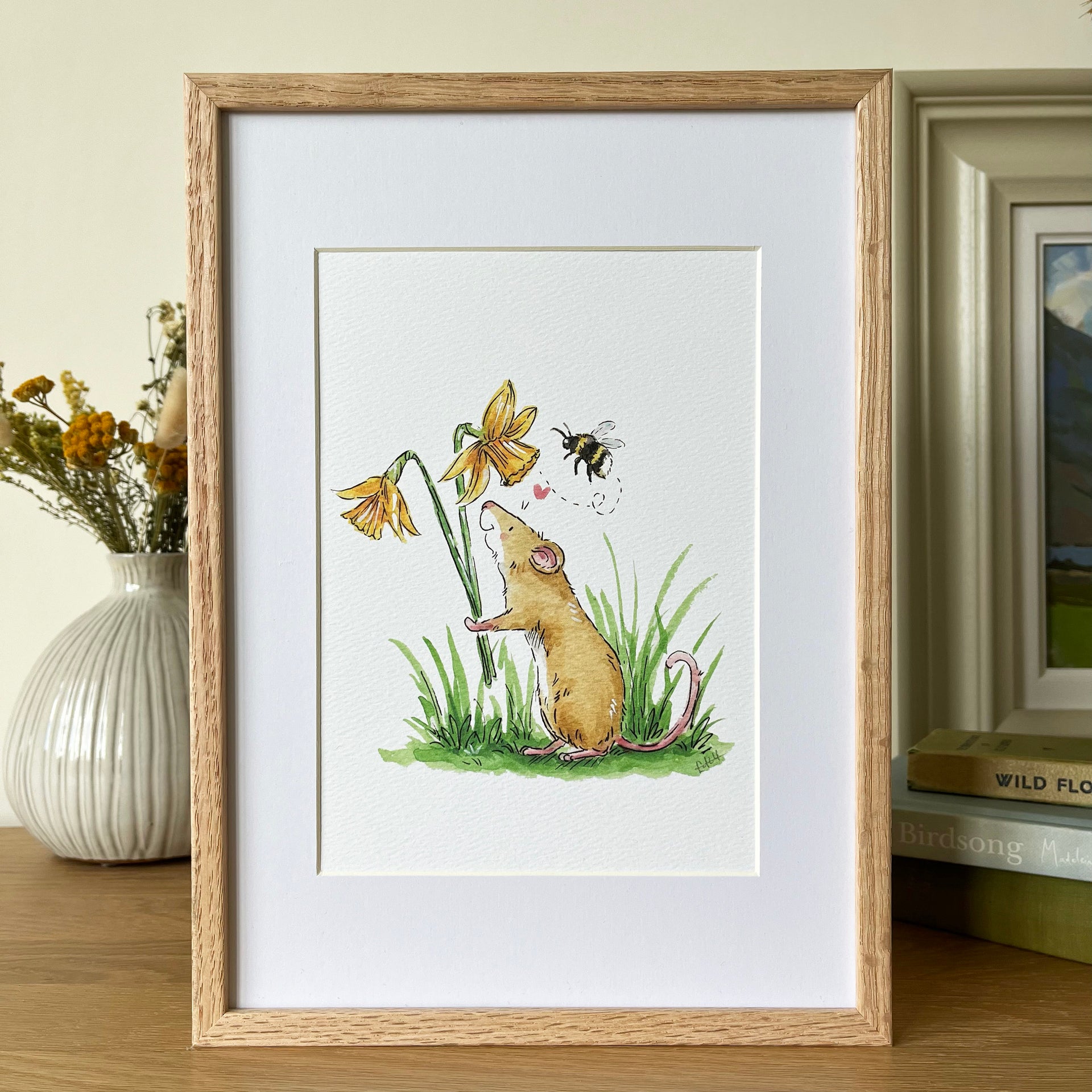 A5 Mouse & Daffodil Art Print