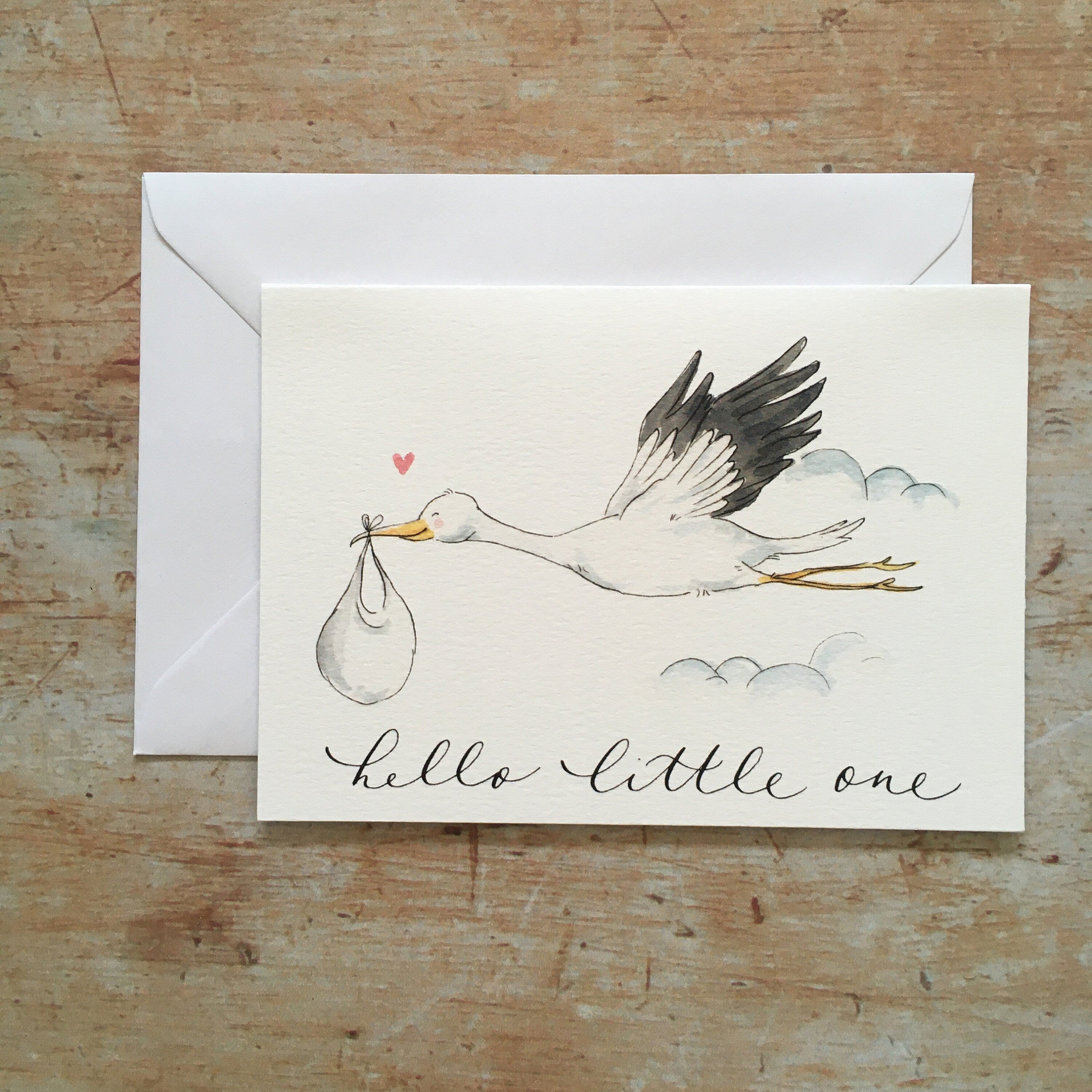 Hello little one new baby card