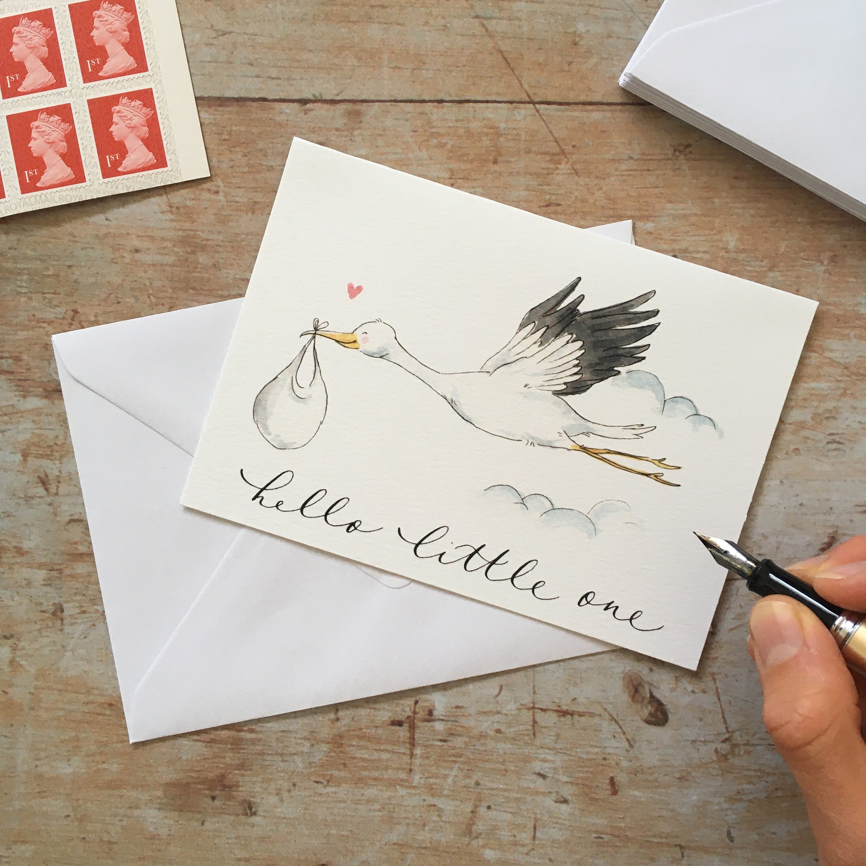 hello little one new baby card